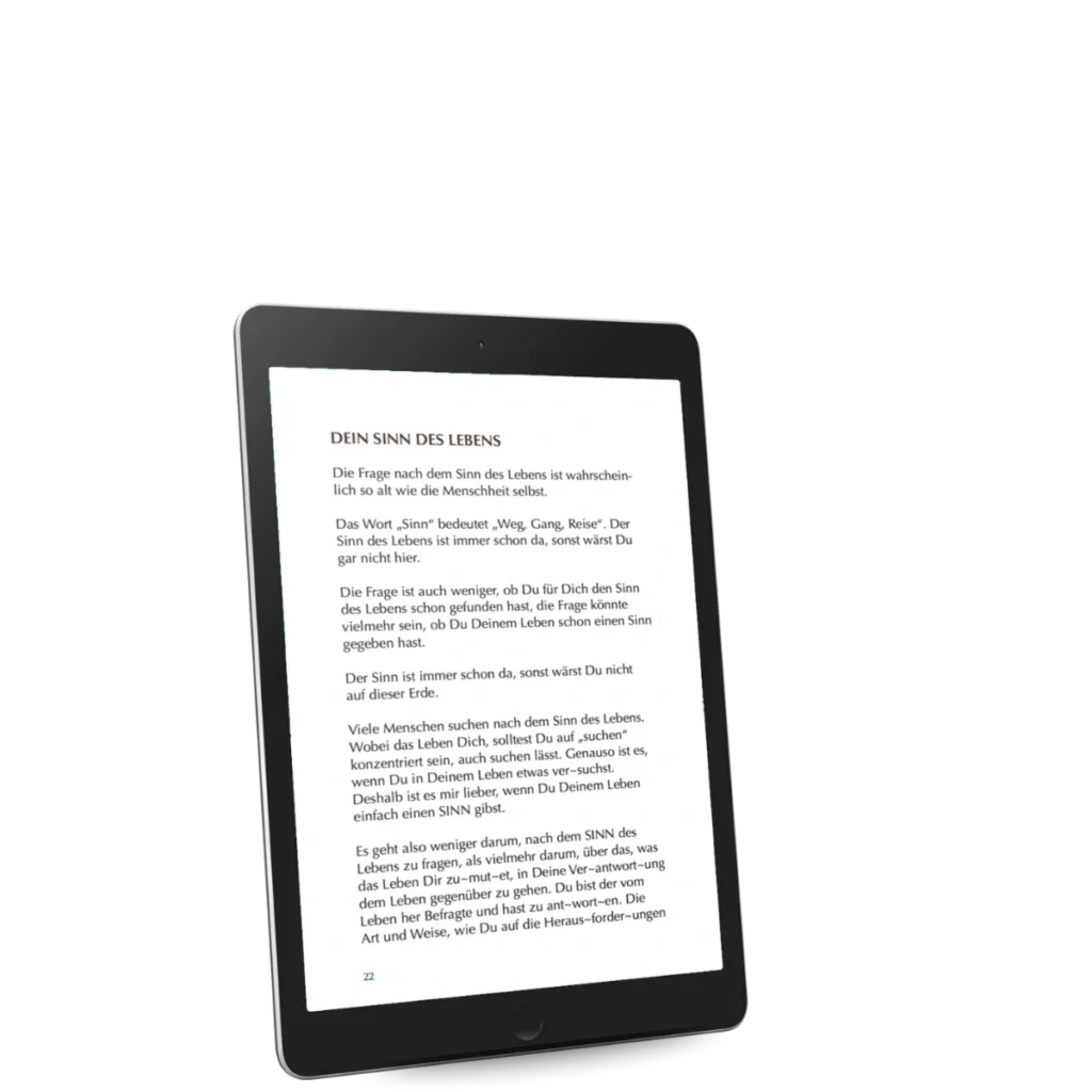 Leseprobe des Buches Ich bin vollkommenes Bewusst-SEIN auf einem Tablet